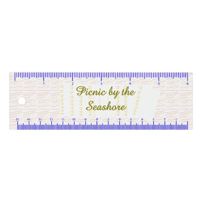 Picnic by the Seashore Heart Scroll Ruler (Front)