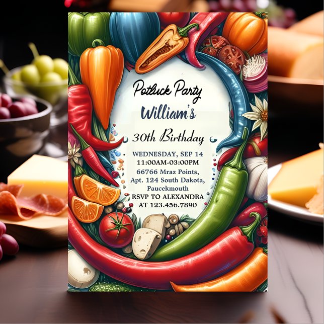 Picnic Chili Cook Off Potluck Party 30th Birthday Invitation (Creator Uploaded)