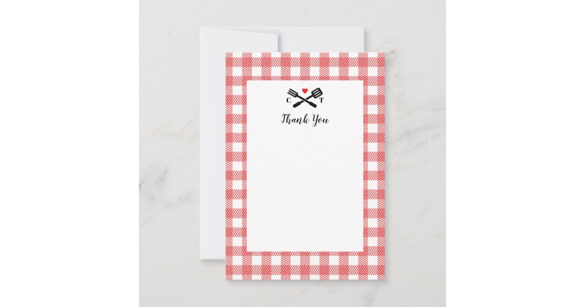 Picnic Cloth BBQ Thank You Note Zazzle