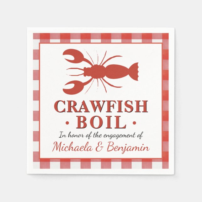 Picnic Crawfish Boil Lobster Party Engagement Red Napkins (Front)