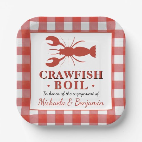 Picnic Crawfish Boil Lobster Party Engagement Red Paper Plates