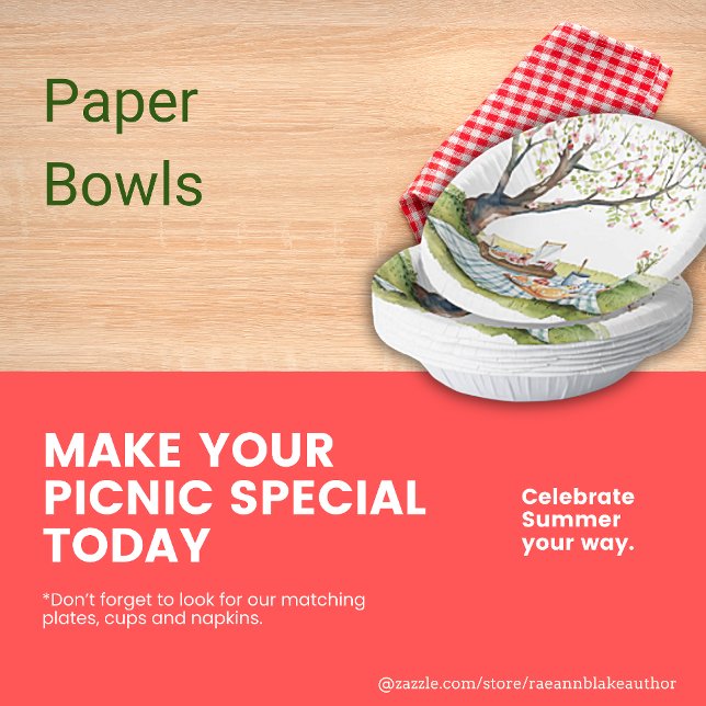 Picnic Design Round Paper Bowls (Creator Uploaded)