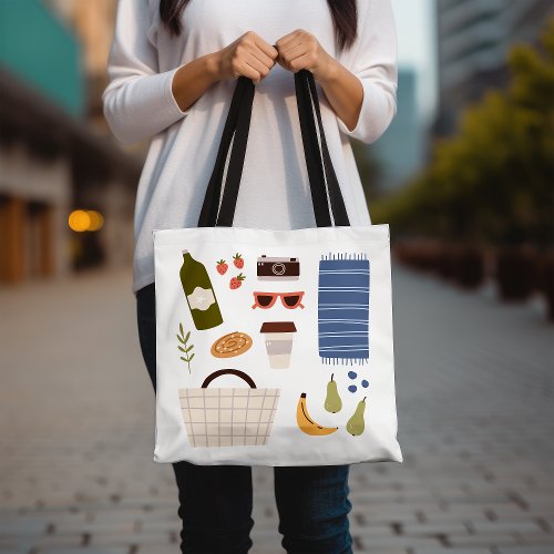 Picnic Essentials Illustrated Eco_Friendly Fun Tote Bag