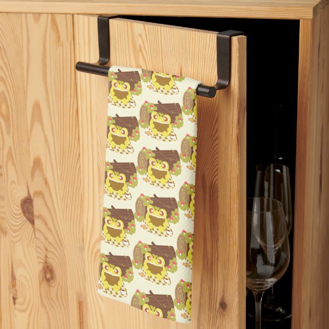 Picnic Frog Reading A Book Kitchen Towel (Thirds Fold)