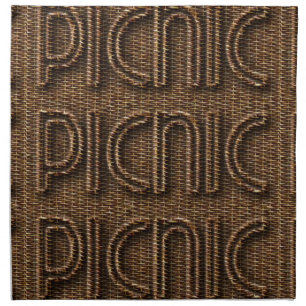 Picnic Funny Wicker Style Typography Brown Napkin