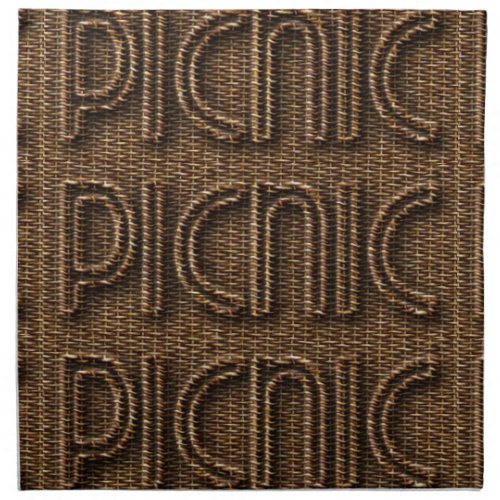 Picnic Funny Wicker Style Typography Brown Napkin