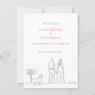 Picnic Garden Minimalist Black and White Wedding Save The Date