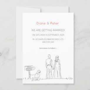 Picnic Garden Minimalist Black and White Wedding  Save The Date