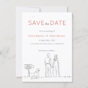 Picnic Garden Minimalist Black and White Wedding Save The Date