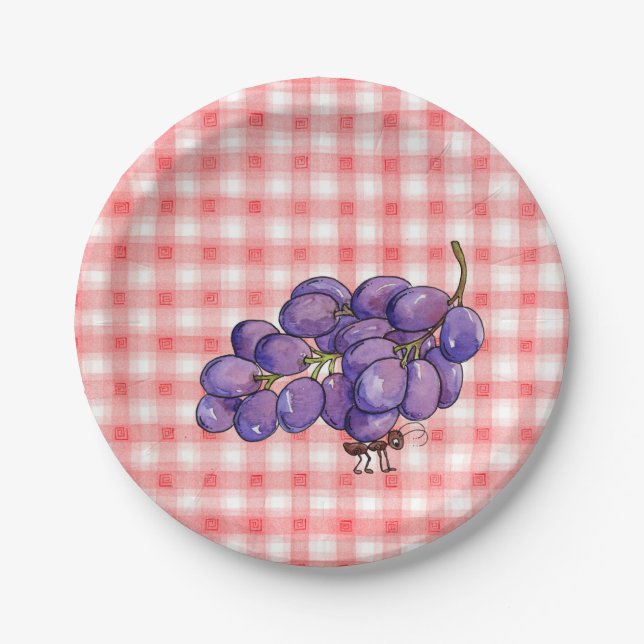 Picnic Grapes Paper Plates (Front)
