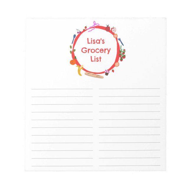 Picnic Illustration CUSTOM Grocery Shopping List Notepad (Front)