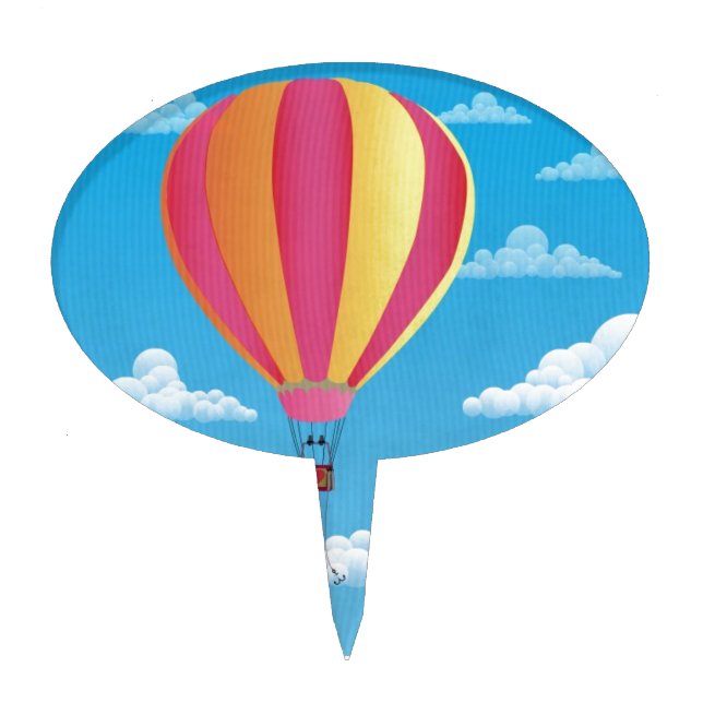 Picnic in a Balloon on a Cloud Cake Topper (Front)