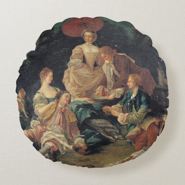 Picnic in a Park Round Pillow (Front)