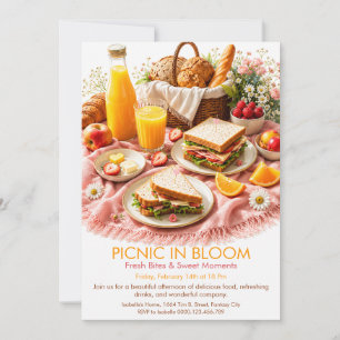 Picnic in Bloom - Spring Brunch Garden Party Invitation