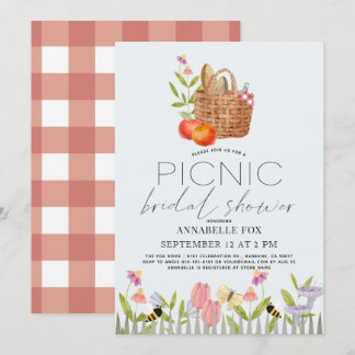 Picnic in the Park Basket Floral Bridal Shower Invitation