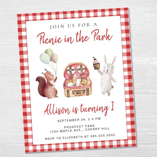Picnic in the Park Birthday Party Budget Invite