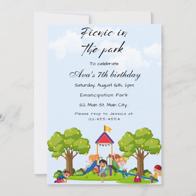 Picnic In The Park Birthday Party Invitation (Front)