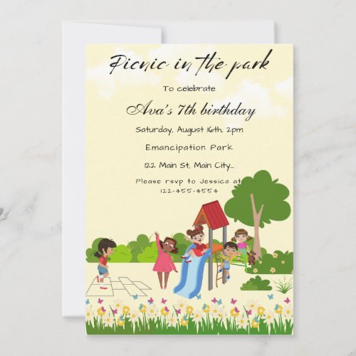 Picnic In The Park Birthday Party Invitation