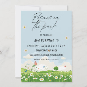 Picnic In The Park Birthday Party Invitation