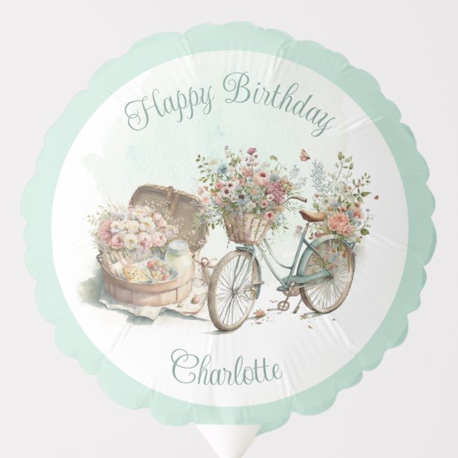 Picnic in the Park Floral Adult Birthday Party Balloon (Front)