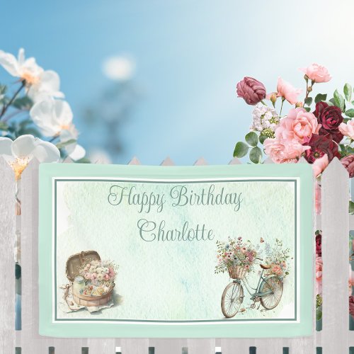 Picnic in the Park Floral Adult Birthday Party Banner