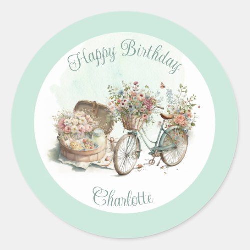 Picnic in the Park Floral Adult Birthday Party Classic Round Sticker