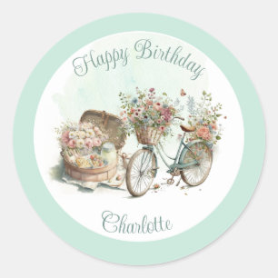 Picnic in the Park Floral Adult Birthday Party Classic Round Sticker