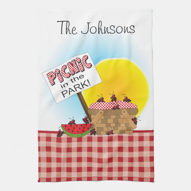 Picnic in the Park | Personalized Kitchen Towel (Vertical)