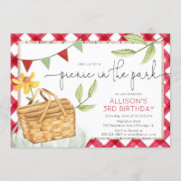 Picnic in the park summer birthday party invitation