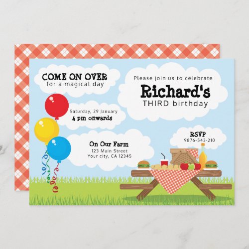 Picnic Invitation _ Bright Beautiful Day _ Gingham