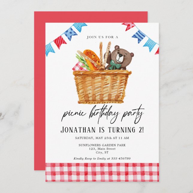 Picnic Kid Birthday Invitation (Front/Back)