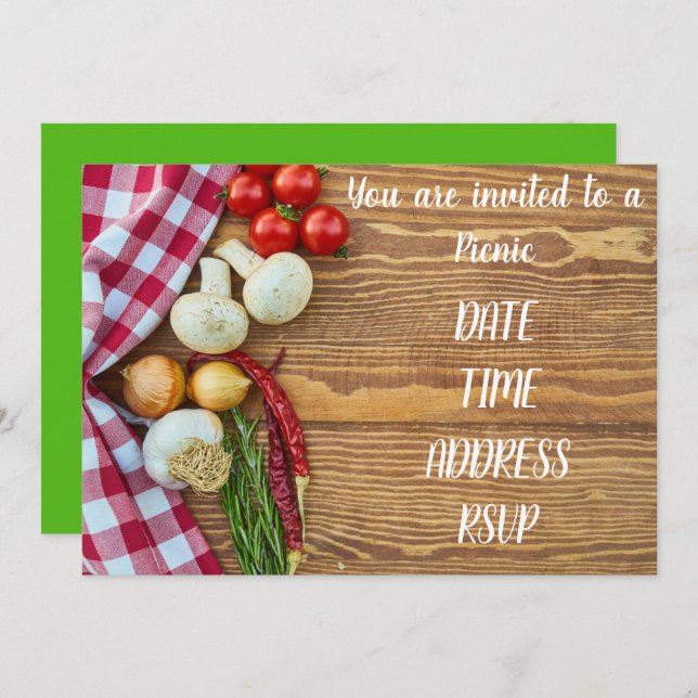 Picnic lunch party invitation (Front/Back)