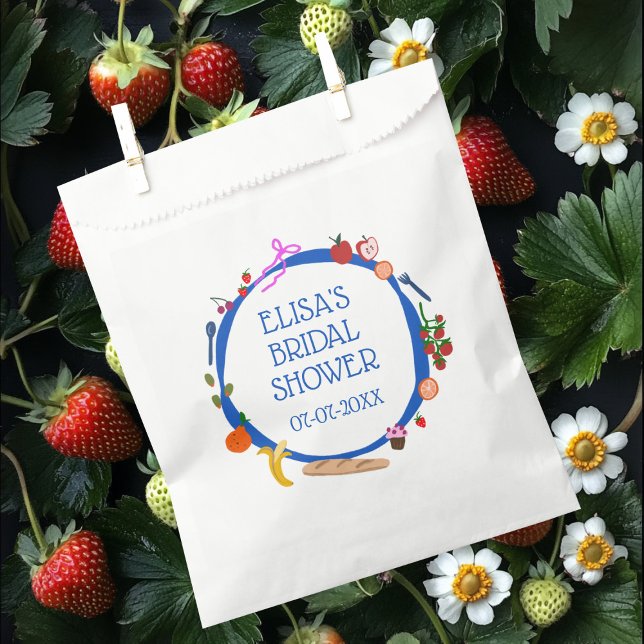 Picnic Modern Cute Hand drawn CUSTOM Bridal Shower Favor Bag (Hand Drawn Food Picnic Modern Cute CUSTOM Bridal Shower Favor Bag
)