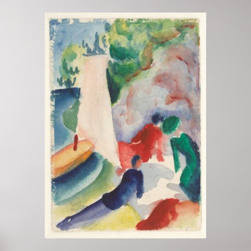 Picnic on the Beach by August Macke Poster