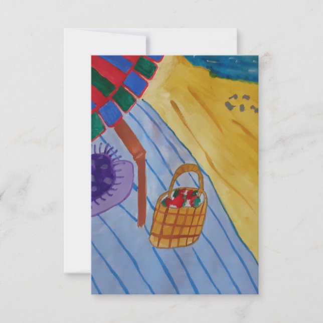 Picnic On The Beach Flat Greeting Card (Front)