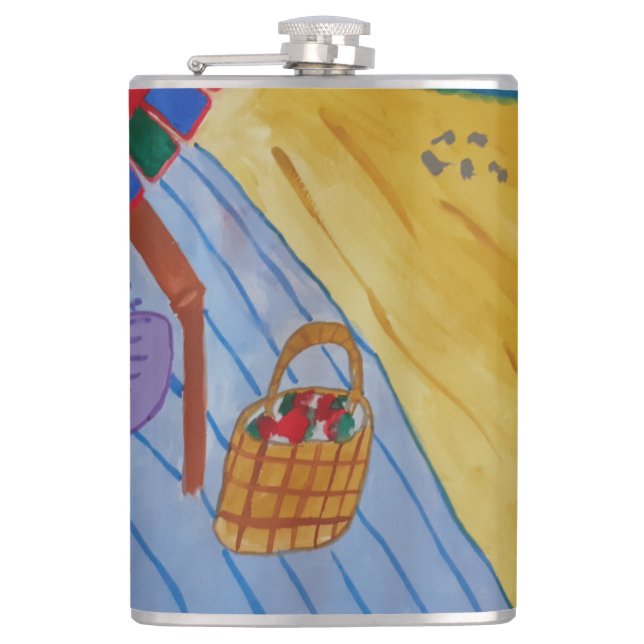 Picnic On The Beach Vinyl Wrapped Flask (Front)