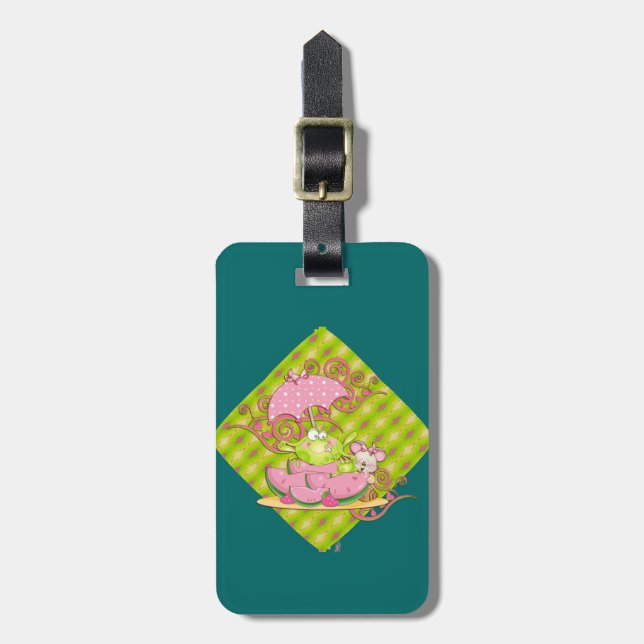 Picnic Pals Frog & Mouse Luggage Tag (Front Vertical)