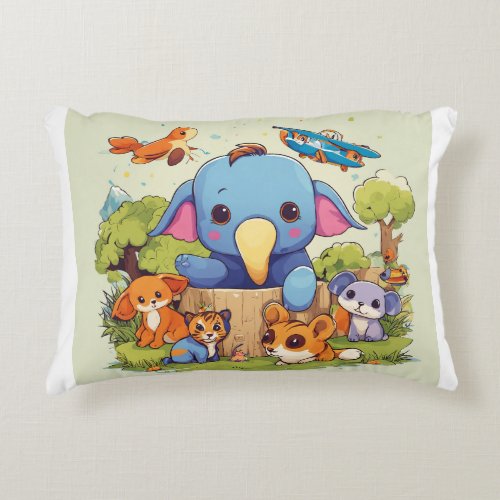 Picnic Pals Where Animals Party on Tees Accent Pillow