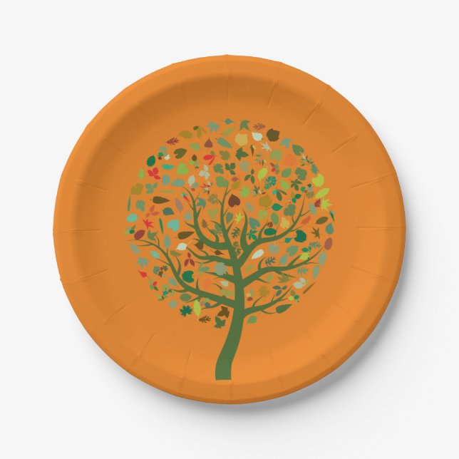 Picnic park party Summer tree Paper Plates (Front)