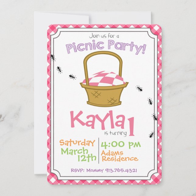 Picnic Party Birthday Invitation (Front)
