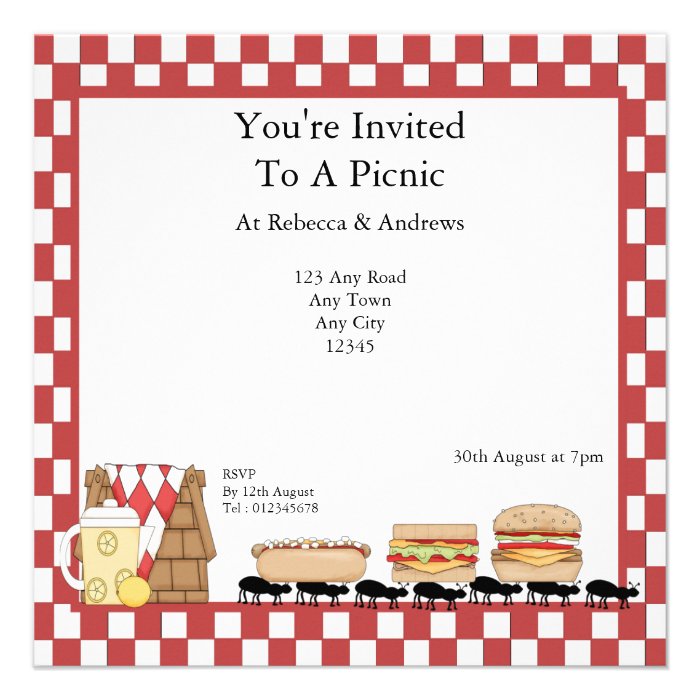 Picnic Party Custom Invitation