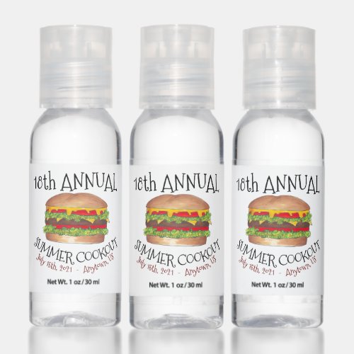 Picnic Party Family Reunion Cookout Hamburger Hand Sanitizer