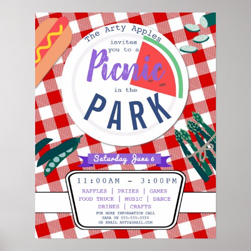 picnic party fundraiser school PTO PTA poster