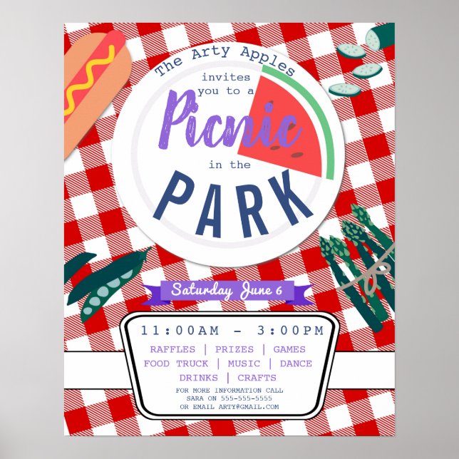 picnic party fundraiser school PTO PTA poster (Front)