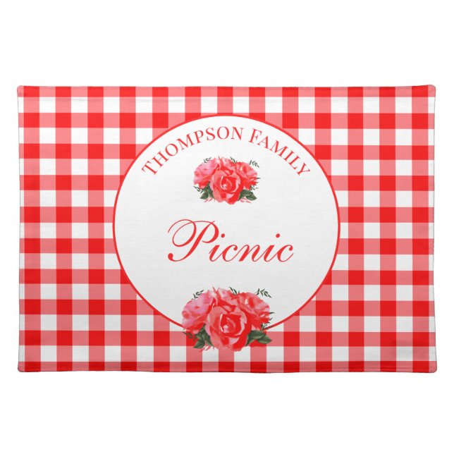 Picnic Party Summer Plaid Gingham Pattern Cloth Placemat (Front)