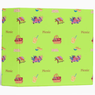 Picnic pattern on green 3 ring binder