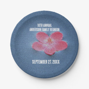 Picnic Pink Flower Annual Gathering Family Reunion Paper Plates