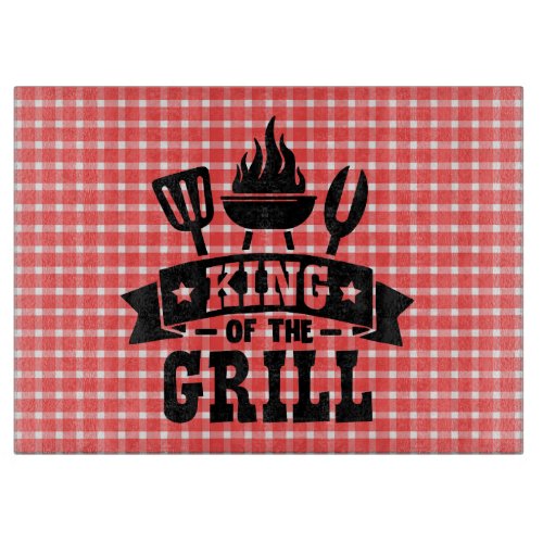 Picnic Plaid King Of The Grill Cutting Board