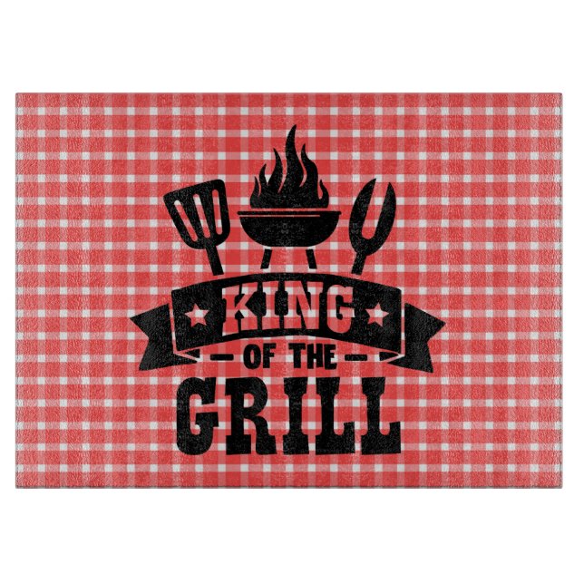 Picnic Plaid King Of The Grill Cutting Board (Front)