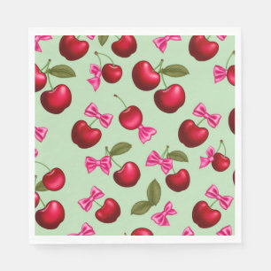 Picnic Plates - Big Bold Cherries & Bows Napkins